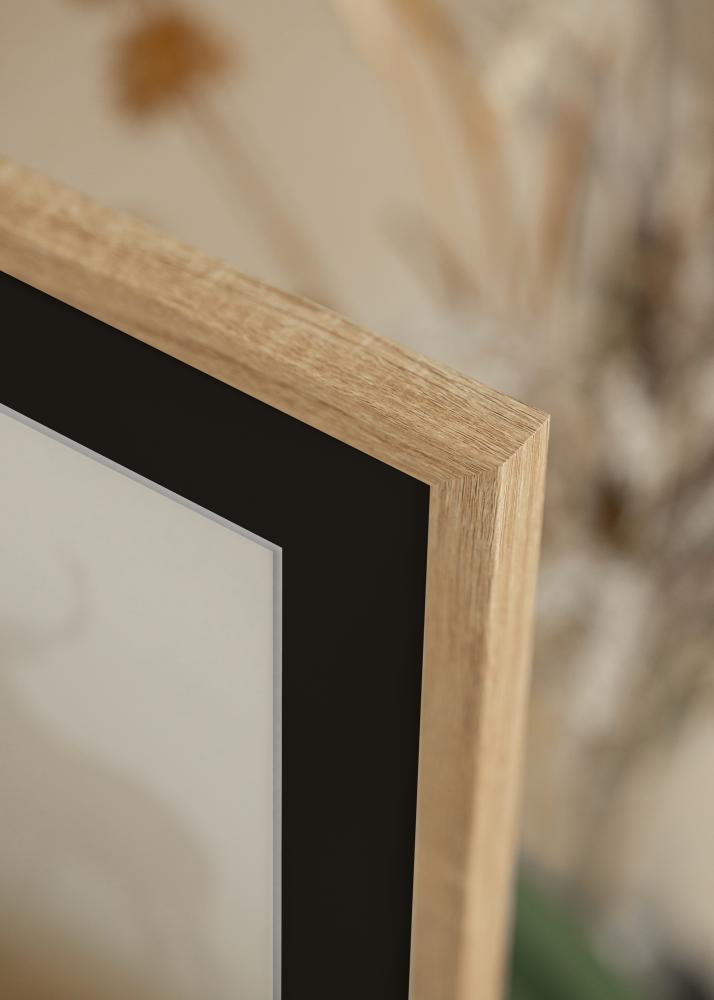 Ram med passepartou Frame Fiorito Light Oak 40x50 cm - Picture Mount Black 30x40 cm