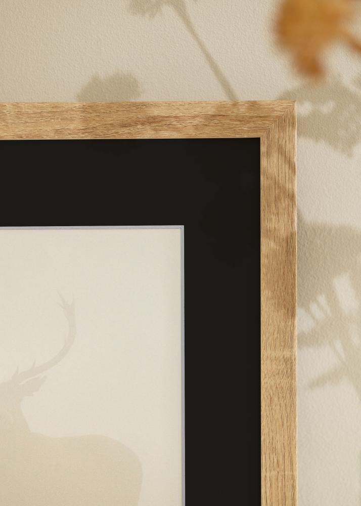 Ram med passepartou Frame Fiorito Light Oak 40x50 cm - Picture Mount Black 30x40 cm