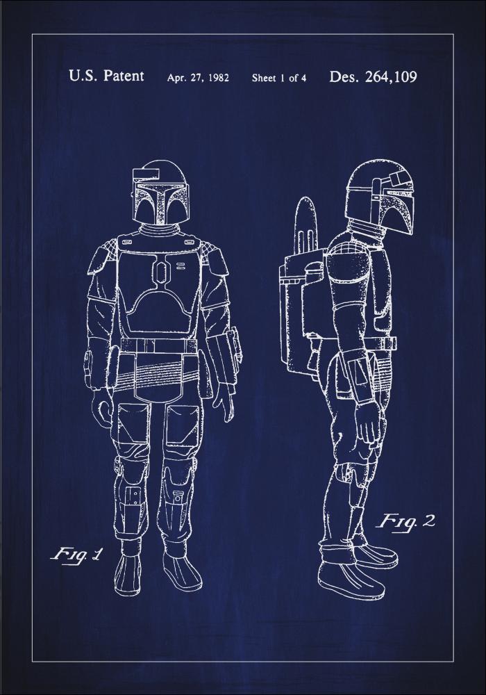 Bildverkstad Patent drawing - Star Wars - Boba Fett - Blue Poster