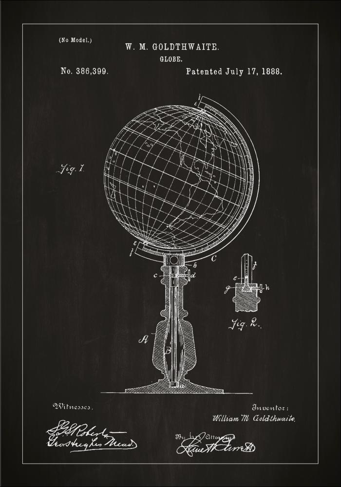 Bildverkstad Patent drawing - Globe - Black Poster