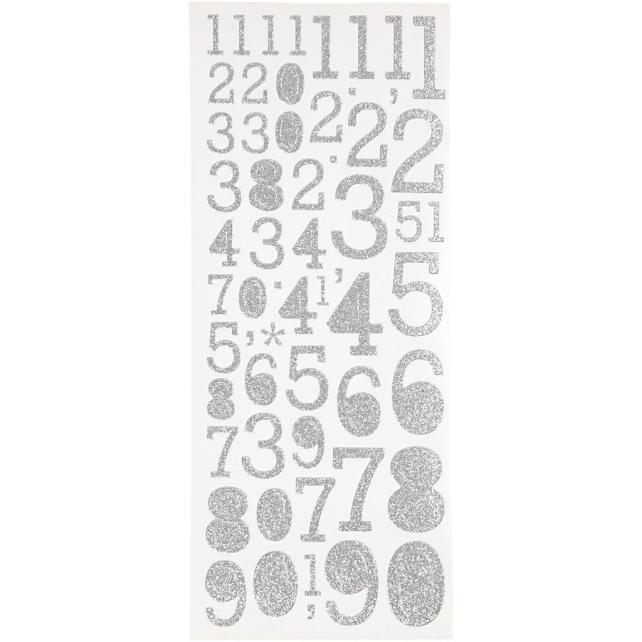 Focus Focus Glitter stickers Silver Numbers