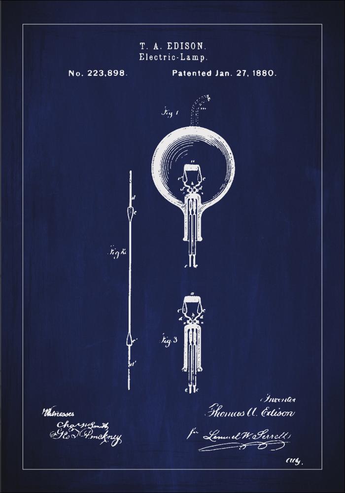 Bildverkstad Patent drawing - Lightbulb B - Blue Poster