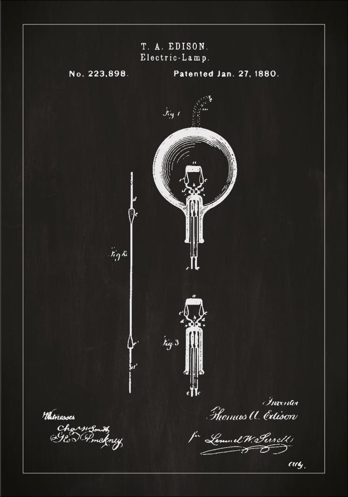 Bildverkstad Patent drawing - Lightbulb B - Black Poster