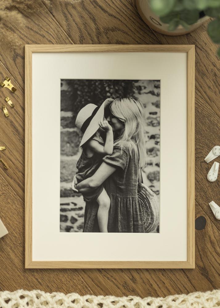 Ram med passepartou Frame Edsbyn Oak 35x50 cm - Picture Mount White 10x15 inches