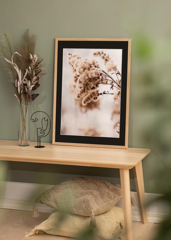 Ram med passepartou Frame Stilren Oak 20x25 cm - Picture Mount Black 5x7 inches