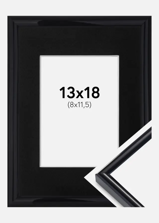 Ram med passepartou Frame Victoria Black 13x18 cm - Picture Mount Black 9x12 cm