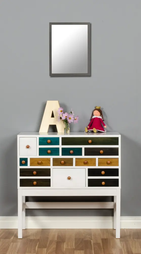 Ramverkstad Mirror Birch ö - Grey wood grain textured - Custom Size