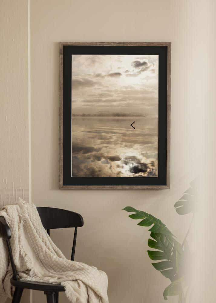 Ram med passepartou Frame Fiorito Walnut 50x60 cm - Picture Mount Black 16x20 inches