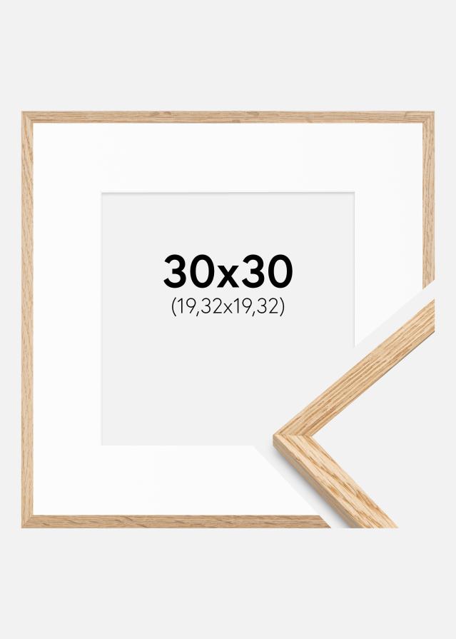 Ram med passepartou Frame Narrow Oak 30x30 cm - Picture Mount White 8x8 inches