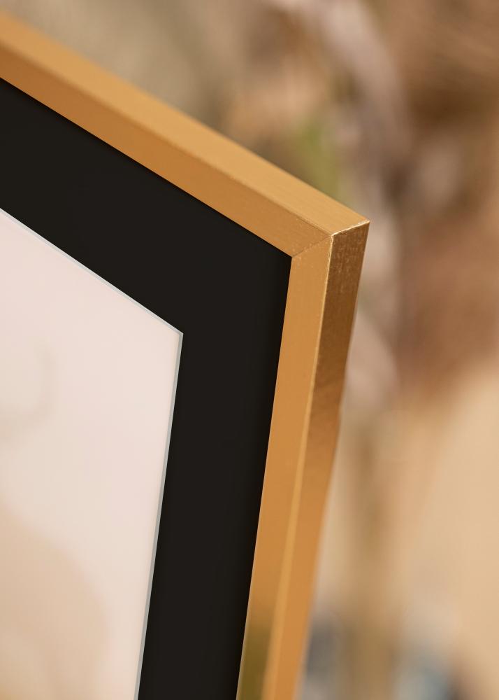 Ram med passepartou Frame Trendy Gold 24x30 cm - Picture Mount Black 7x9 inches