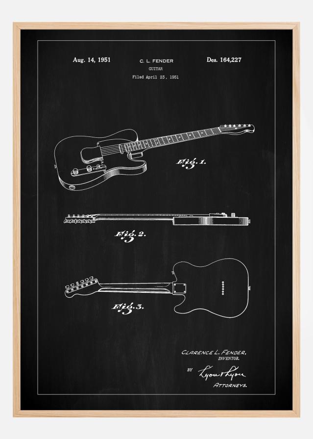 Bildverkstad Patent Print - Guitar - Black Poster