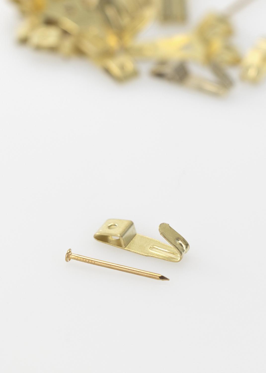 Product Image for X picture hook 10-1. 22 mm single, brass plated 10 pack