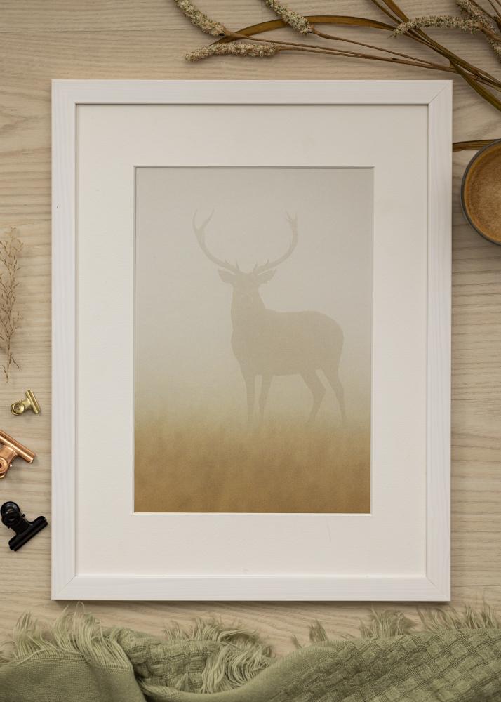 Ram med passepartou Frame Stilren White 30x40 cm - Picture Mount White 21x30 cm