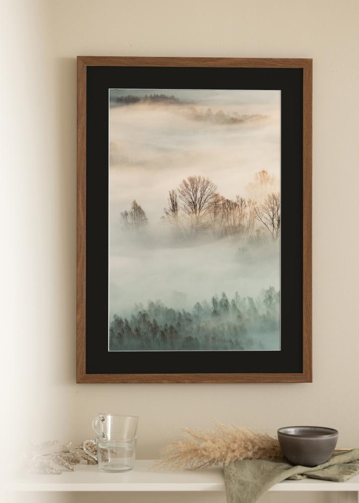 Ram med passepartou Frame Fiorito Dark Oak 40x50 cm - Picture Mount Black 30x40 cm