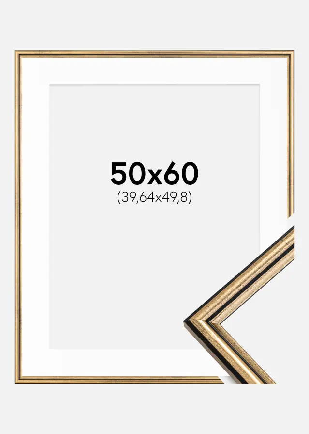 Ram med passepartou Frame Horndal Gold 50x60 cm - Picture Mount White 16x20 inches