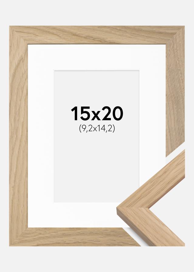 Ram med passepartou Frame Oak Wood 15x20 cm - Picture Mount White 4x6 inches