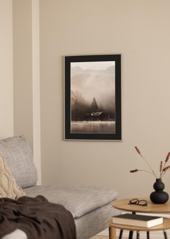 Ram med passepartou Frame New Lifestyle Earth Grey 50x70 cm - Picture Mount Black 16x24 inches