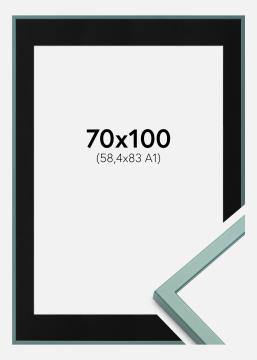 Ram med passepartou Frame E-Line Green 70x100 cm - Picture Mount Black 59.4x84 cm (A1)