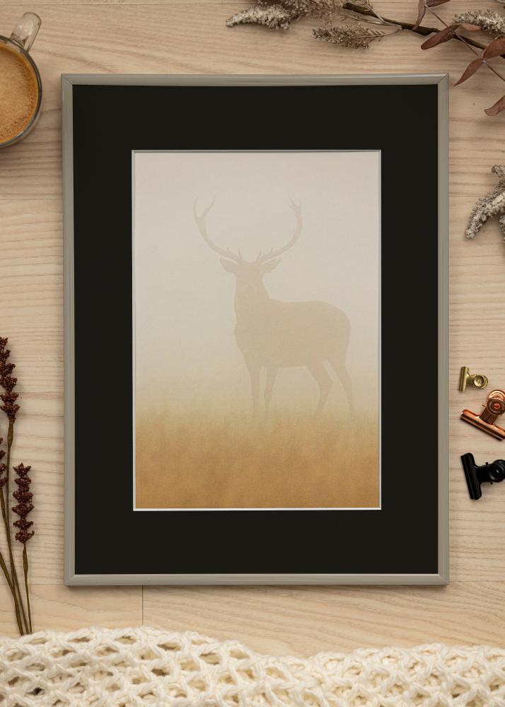 Ram med passepartou Frame New Lifestyle Earth Grey 30x40 cm - Picture Mount Black 21x29.7 cm