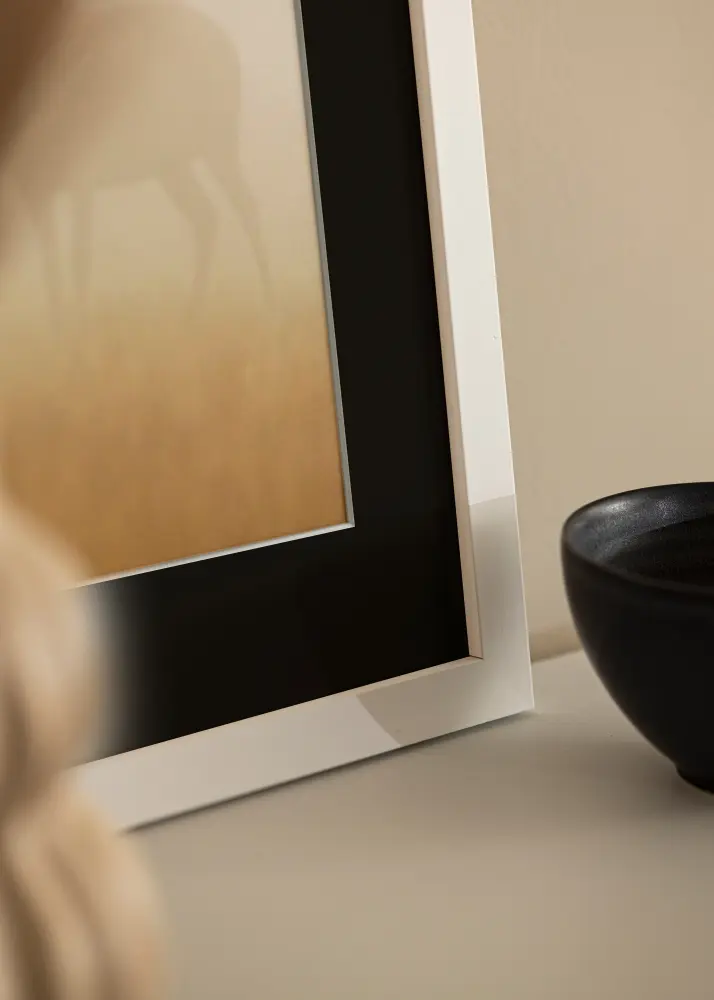 Ram med passepartou Frame White Wood 40x100 cm - Picture Mount Black 30x91 cm
