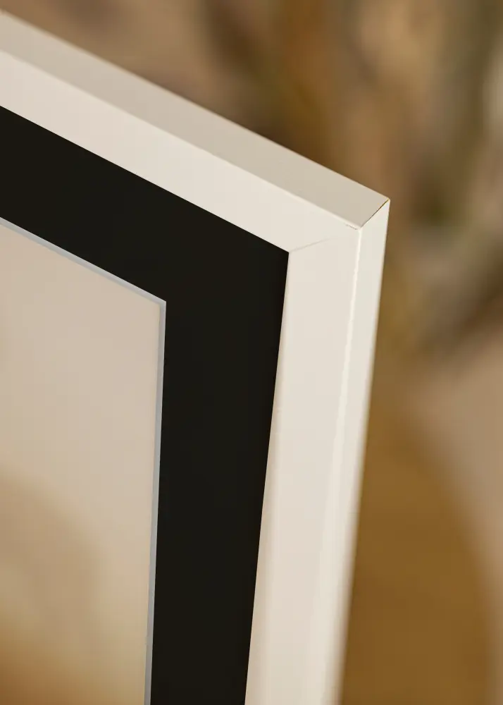 Ram med passepartou Frame White Wood 40x100 cm - Picture Mount Black 30x91 cm