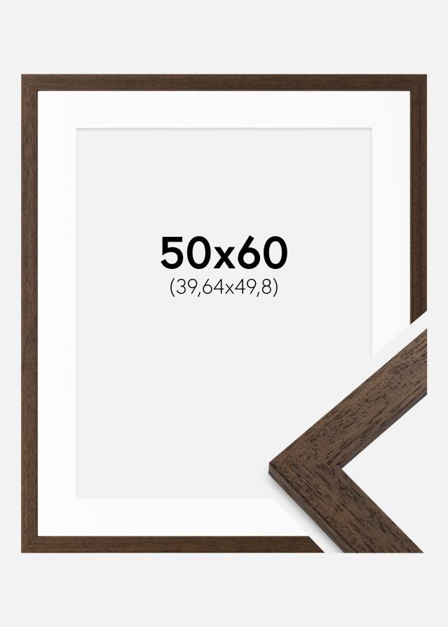 Ram med passepartou Frame Brown Wood 50x60 cm - Picture Mount White 16x20 inches