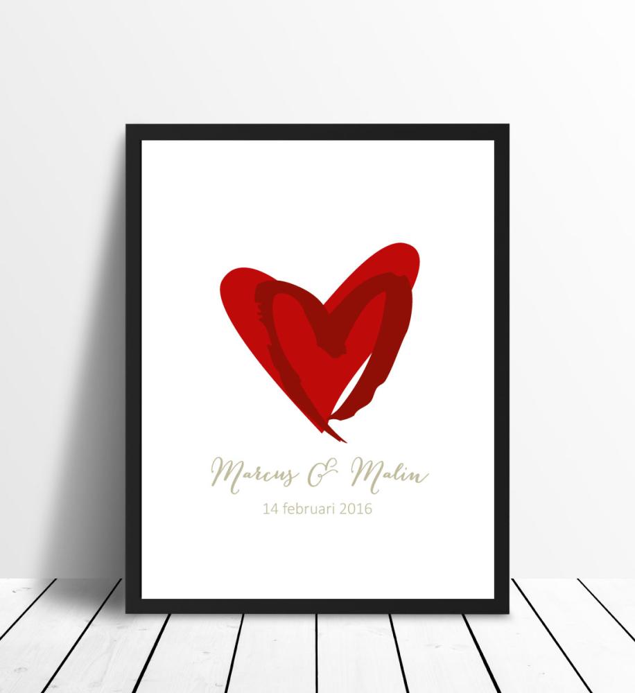 Personlig poster Love Weddingposter Red