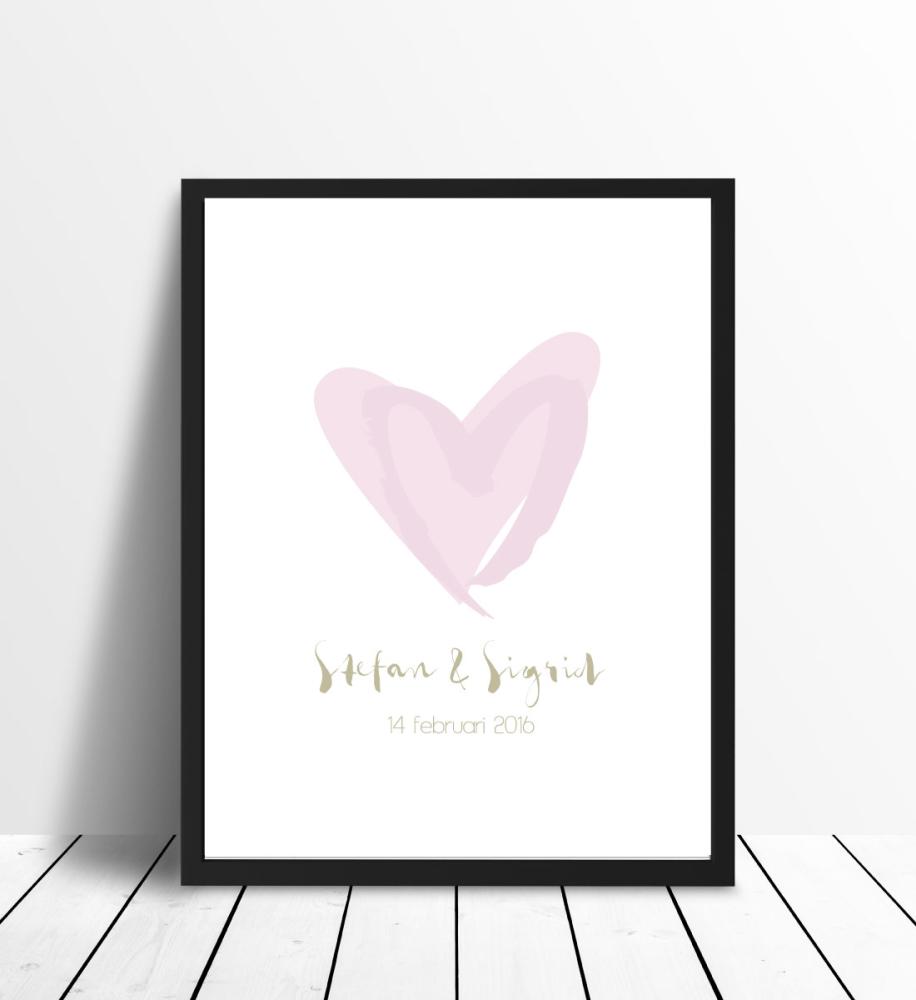 Personlig poster Love Weddingposter Pink