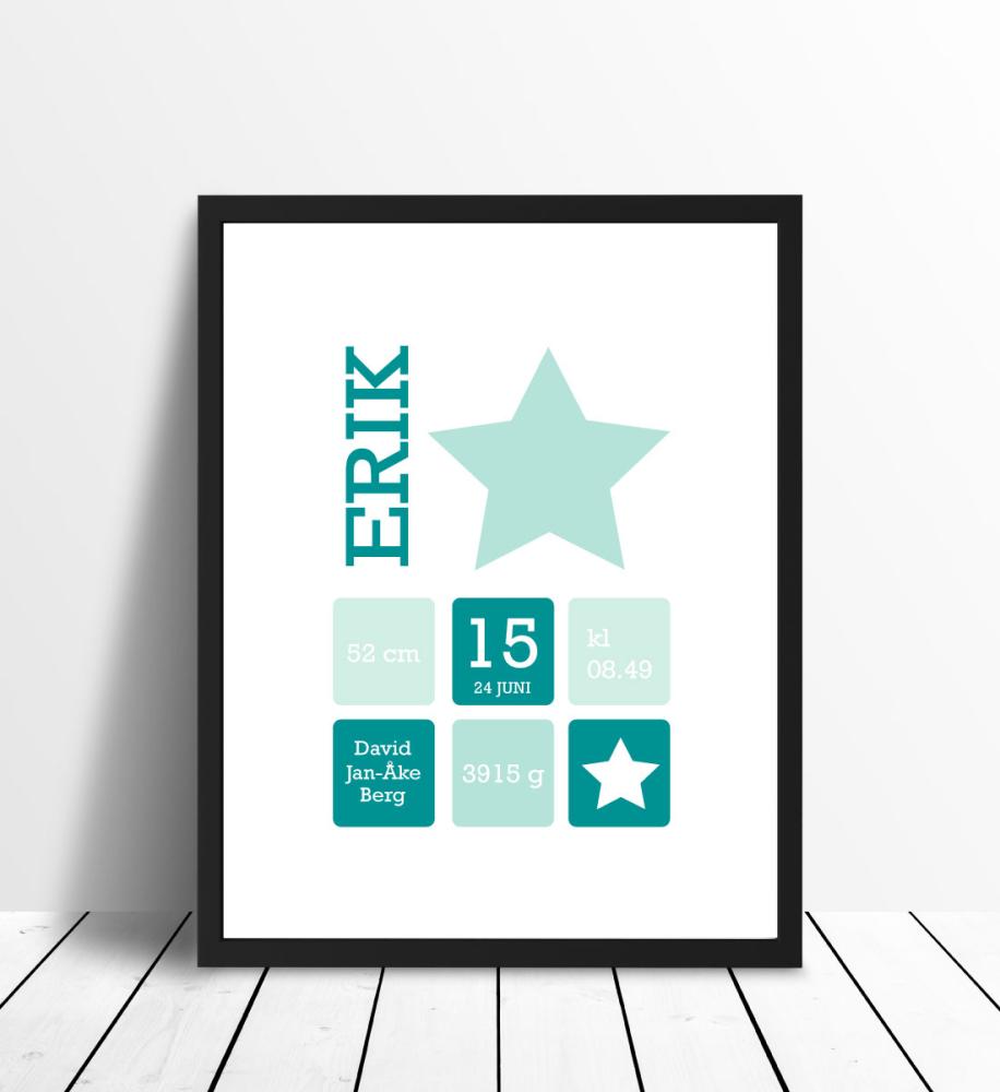 Personlig poster Star Birth Poster Turquoise