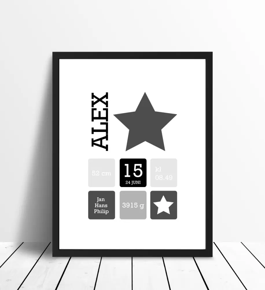 Personlig poster Star Birth Poster Grey
