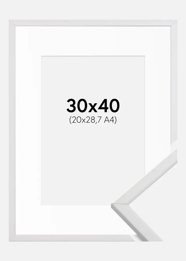Ram med passepartou Frame Galant White 30x40 cm - Picture Mount White 21x29,7 cm (A4)