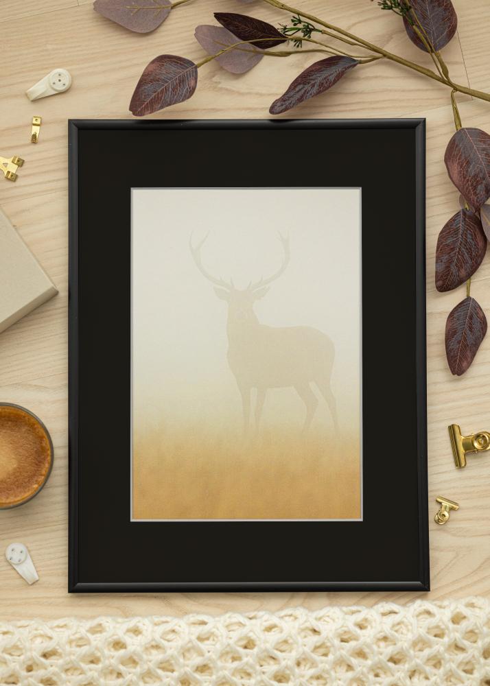 Ram med passepartou Frame New Lifestyle Matt Black 50x70 cm - Picture Mount Black 16x24 inches