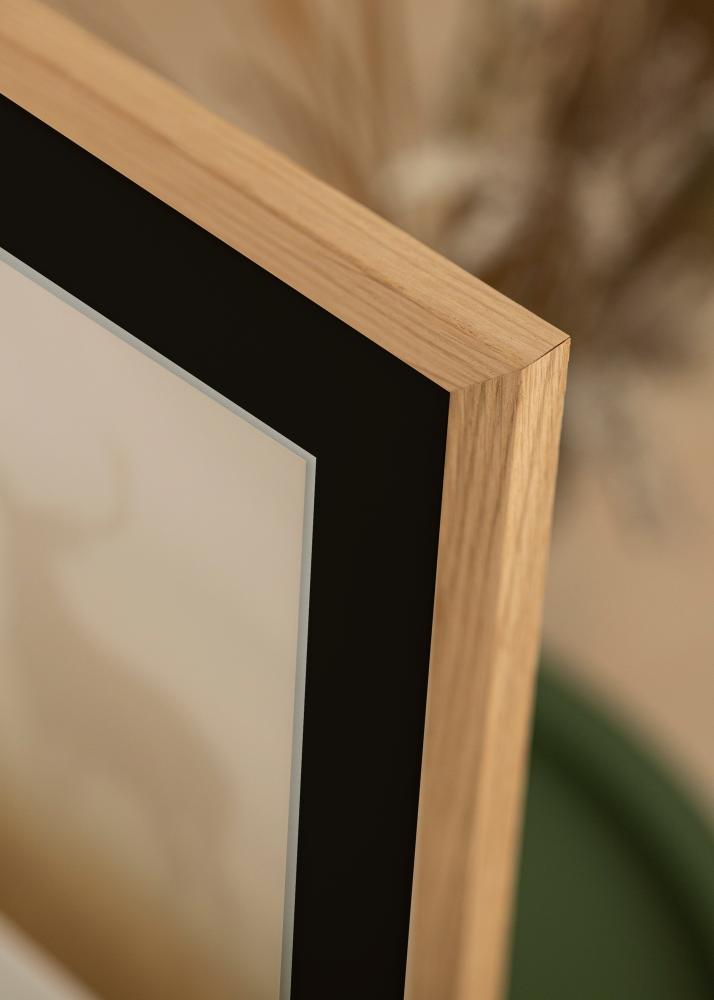 Ram med passepartou Frame Oak Wood 35x50 cm - Picture Mount Black 11x17 inches