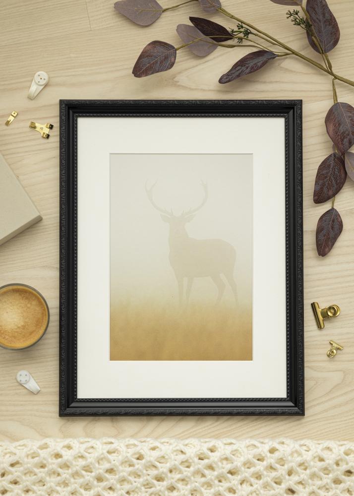 Ram med passepartou Frame Abisko Black 50x60 cm - Picture Mount White 14x18 inches