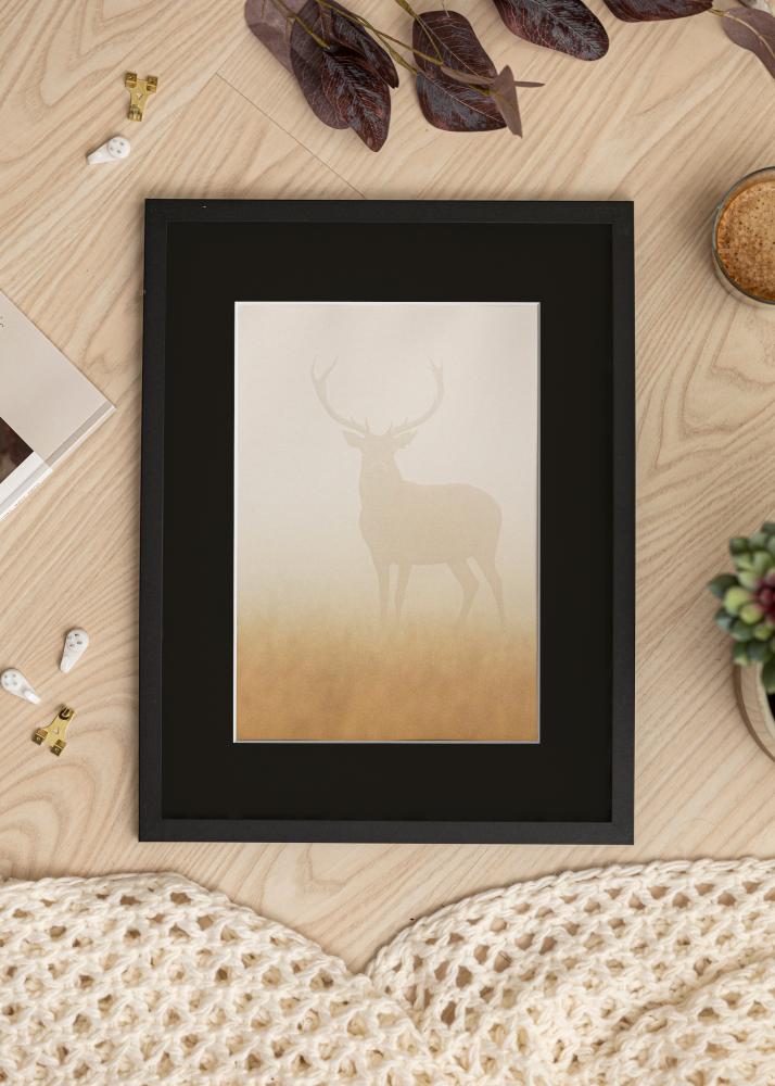 Ram med passepartou Frame Trendy Black 35x50 cm - Picture Mount Black 10x17 inches