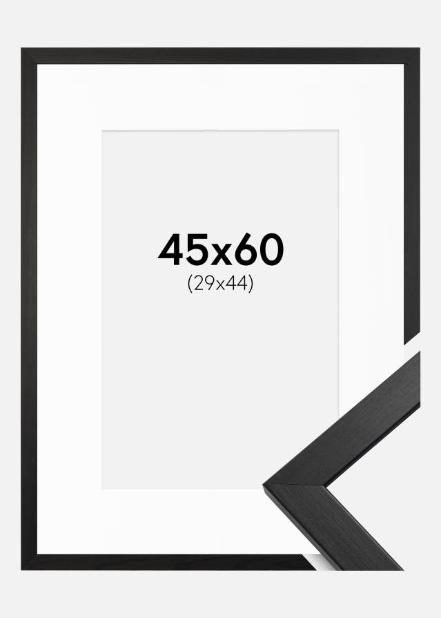 Ram med passepartou Frame Stilren Acrylic Glass Black 45x60 cm - Picture Mount White 30x45 cm