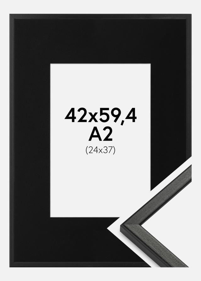 Ram med passepartou Frame Kaspar Black 42x59.4 cm (A2) - Picture Mount Black 25x38 cm