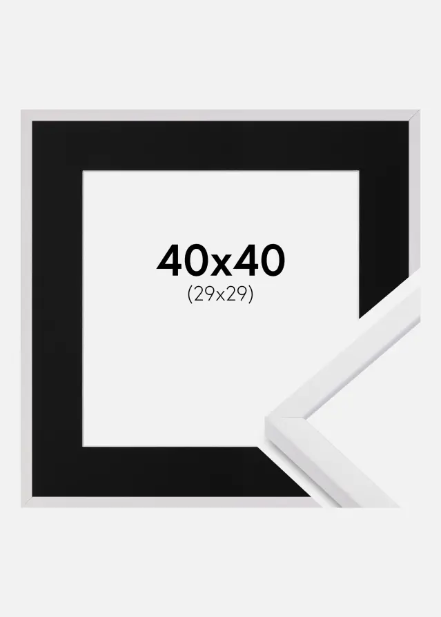 Ram med passepartou Frame E-Line White 40x40 cm - Picture Mount Black 30x30 cm
