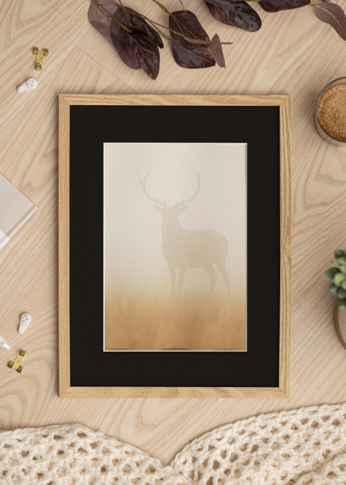 Ram med passepartou Frame Trendy Oak 24x30 cm - Picture Mount Black 7x9 inches