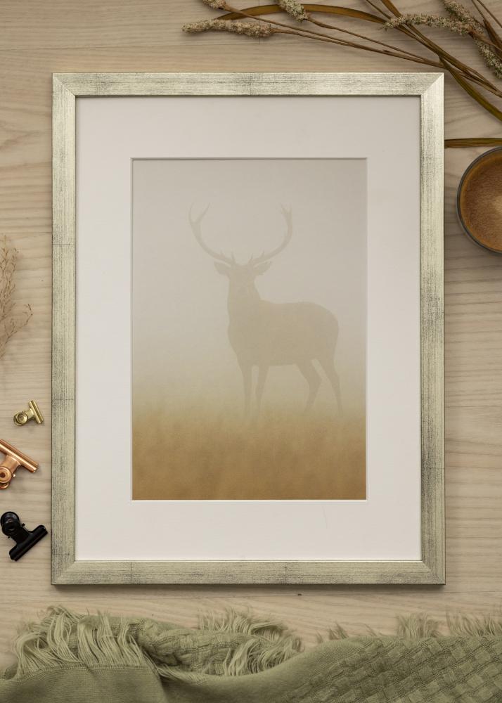 Ram med passepartou Frame Stilren Silver 30x40 cm - Picture Mount White 21x30 cm