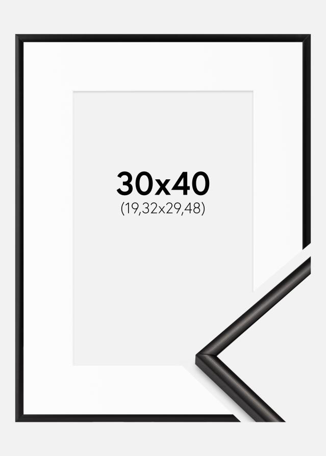 Ram med passepartou Frame Scandi Matt Black 30x40 cm - Picture Mount White 8x12 inches