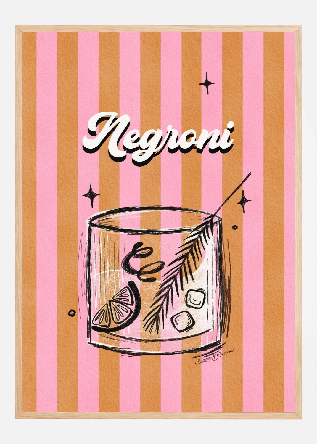 Product Image for Negroni Drink on Stripes Poster (21x29.7 cm (A4))