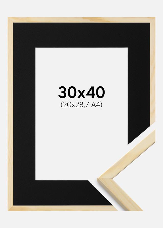 Ram med passepartou Frame Galant Pine 30x40 cm - Picture Mount Black 21x29.7 cm