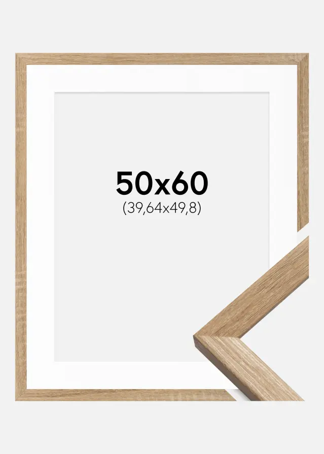 Ram med passepartou Frame Fiorito Light Oak 50x60 cm - Picture Mount White 16x20 inches