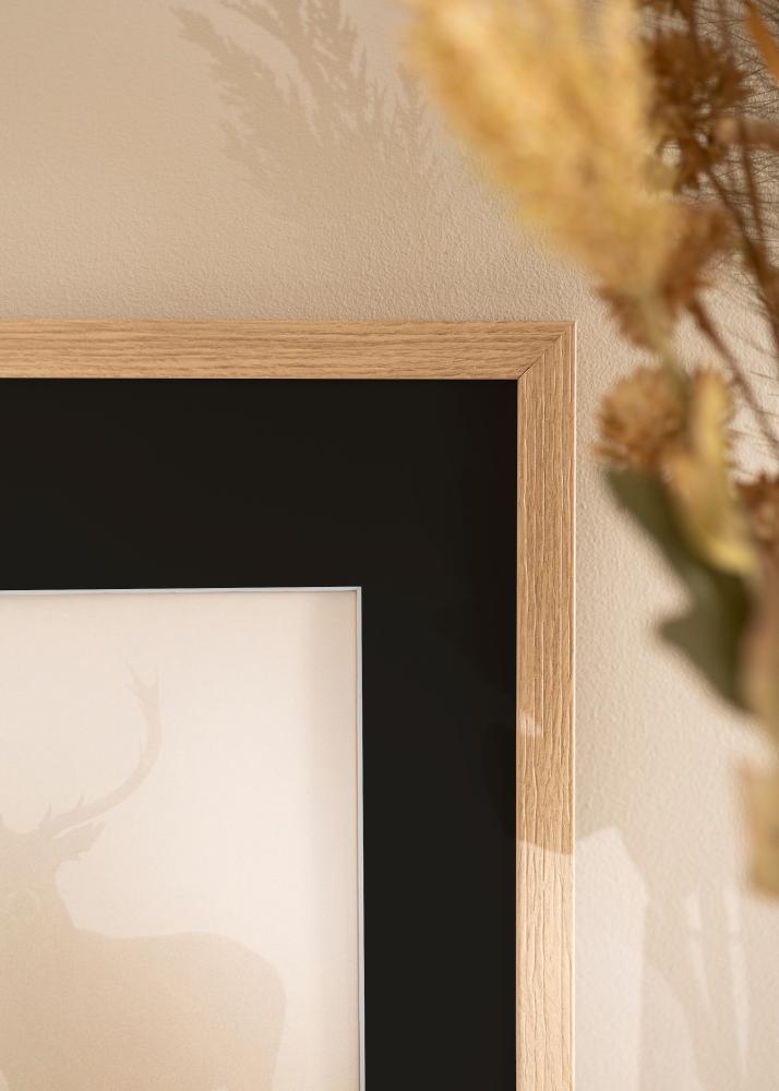 Ram med passepartou Frame Stilren Oak 20x25 cm - Picture Mount Black 5x7 inches