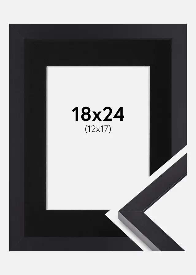 Ram med passepartou Frame Selection Black 18x24 cm - Picture Mount Black 13x18 cm
