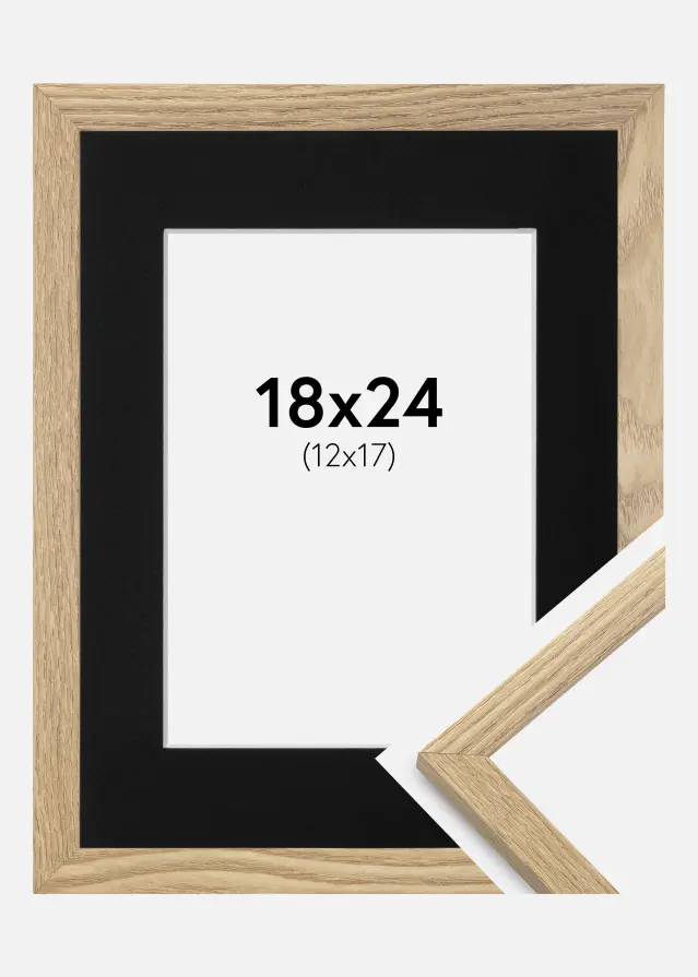 Ram med passepartou Frame Trendy Oak 18x24 cm - Picture Mount Black 13x18 cm