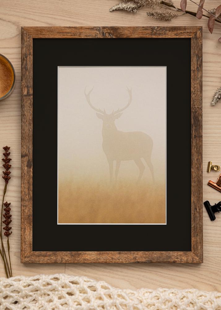 Ram med passepartou Frame Fiorito Washed Oak 40x50 cm - Picture Mount Black 30x40 cm