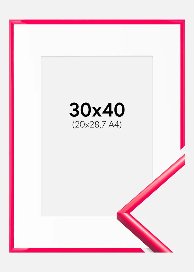 Ram med passepartou Frame New Lifestyle Hot Pink 30x40 cm - Picture Mount White 21x29.7 cm