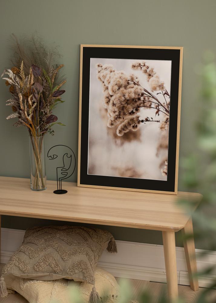 Ram med passepartou Frame Galant Oak 35x50 cm - Picture Mount Black 10x15 inches